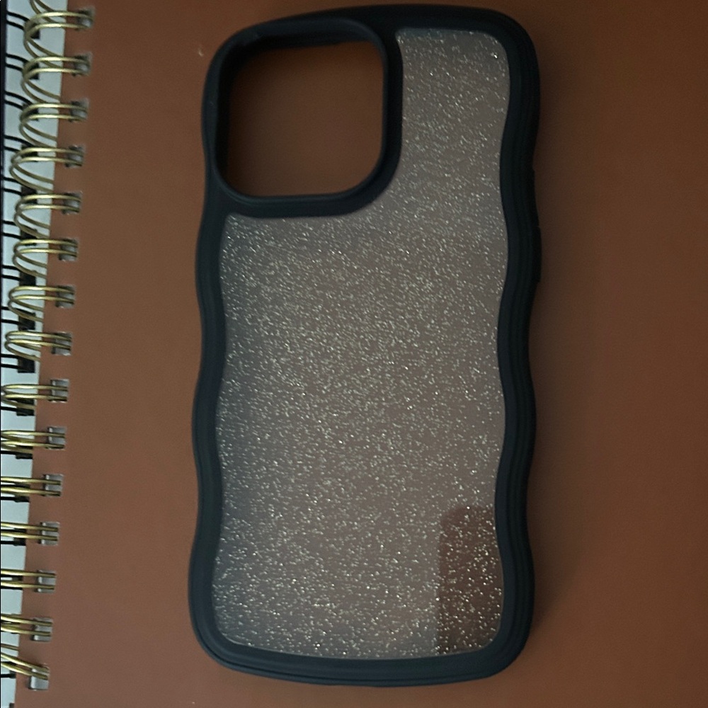 Onn Wide Grip Sparkle Clear Phone Case with Black Edge 14/13/12 IPhones